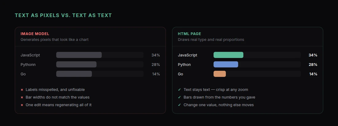 Text as pixels versus text as text in an infographic